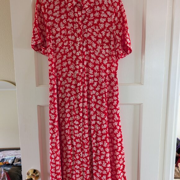 Sezane Red Cara Print Dress, Size US 2 (FR 34) - Picture 5 of 6